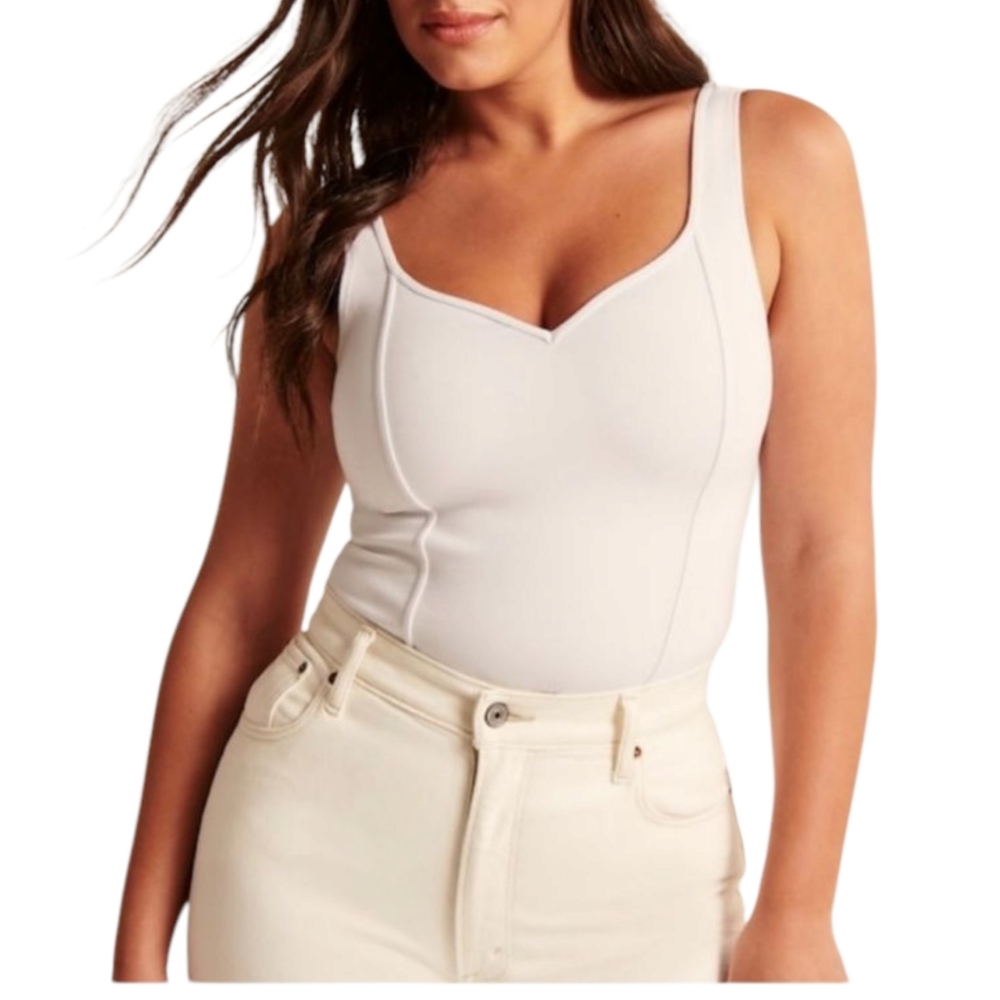 Abercrombie & Fitch Woman's Sweetheart Tank Bodysuit White Size Large